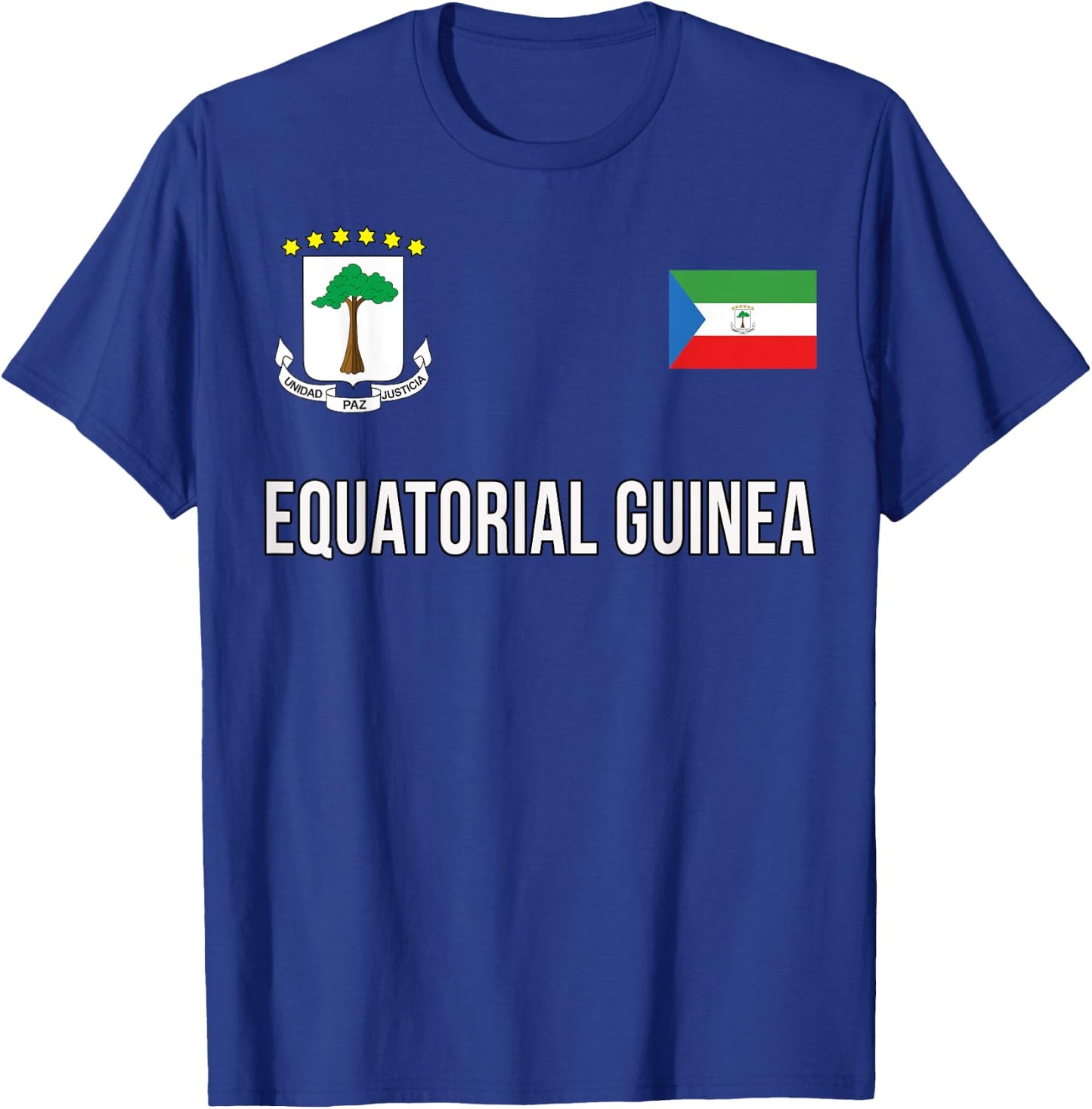 Equatorial Guinea Sports-style Flag and Emblem Design T-Shirt - T-Shirt | Royal