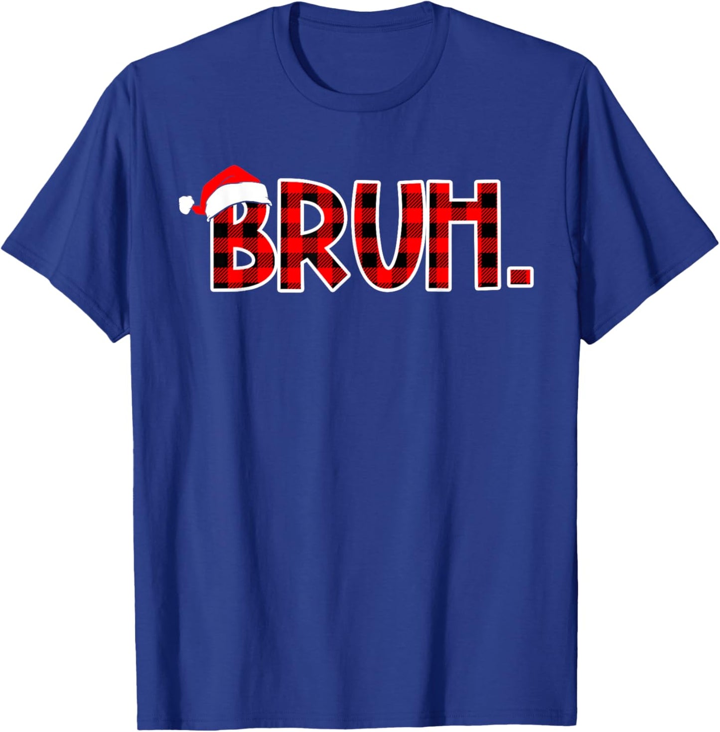 Bruh Funny Christmas Buffalo Plaid Boys Kids Xmas Pajamas T-Shirt - T-Shirt | Royal