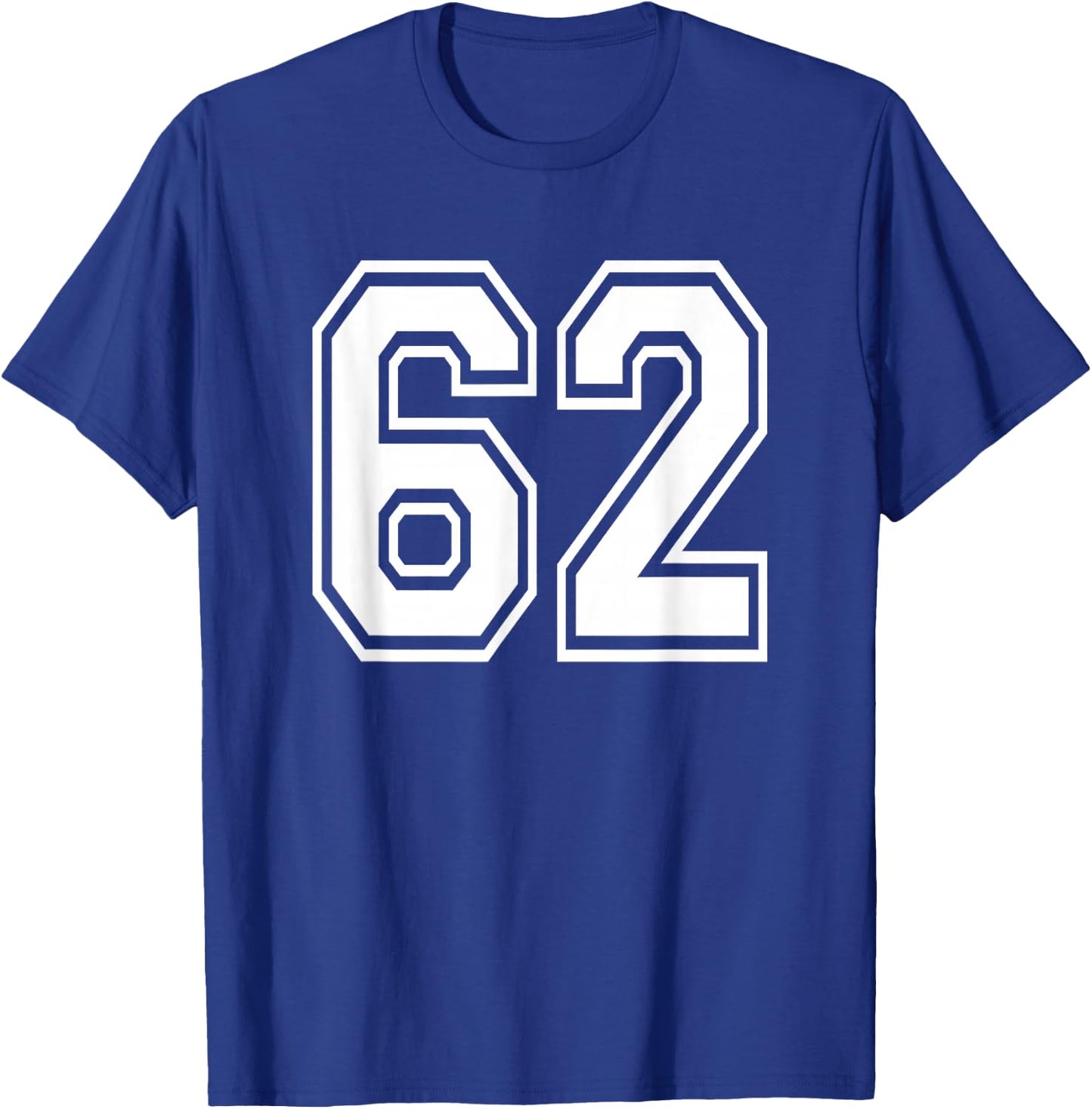 Number 62 Numbered Uniform Sports Jersey Team 62nd Birthday T-Shirt - T-Shirt | Royal