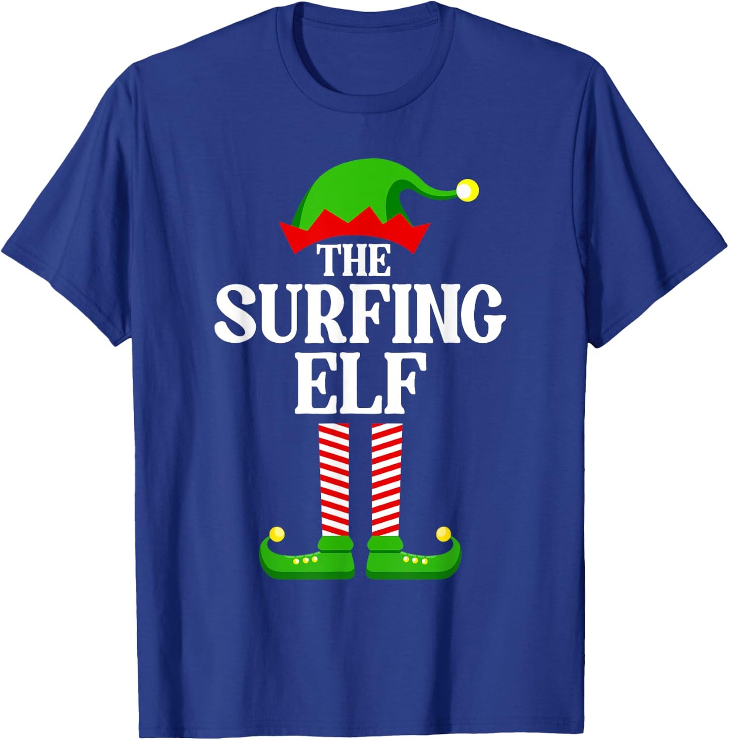 Surfing Elf Family Matching Group Funny Christmas T-Shirt - T-Shirt | Royal