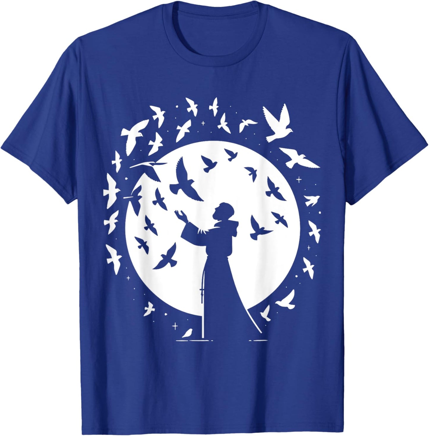 St Francis of Assisi Patron Saint of Animals Birds Catholic T-Shirt - T-Shirt | Royal