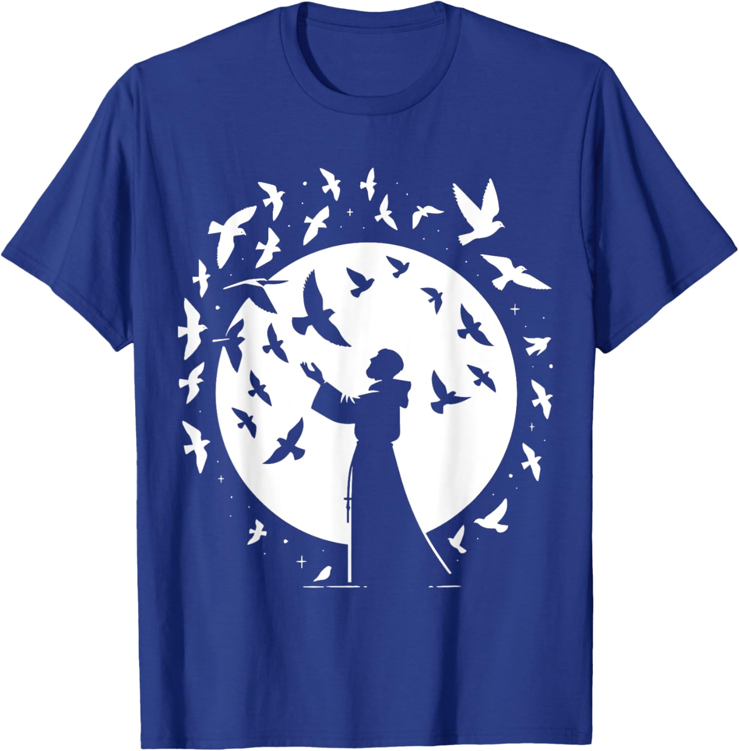 St Francis of Assisi Patron Saint of Animals Birds Catholic T-Shirt - T-Shirt | Royal