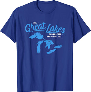 Great Lakes Shark Free & Unsalted Summer Vacation Lake Life Men Women Kids T-Shirt - T-Shirt | Royal