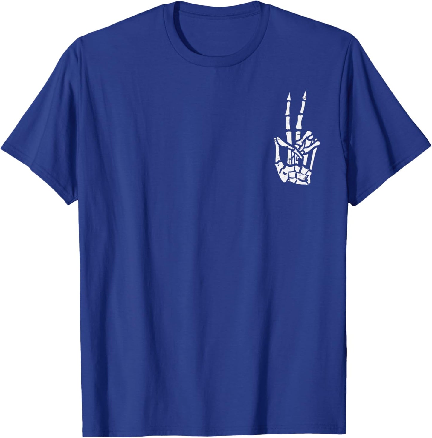 Halloween Skeleton Hand Peace Costume Pocket Men Women Kids T-Shirt - T-Shirt | Royal