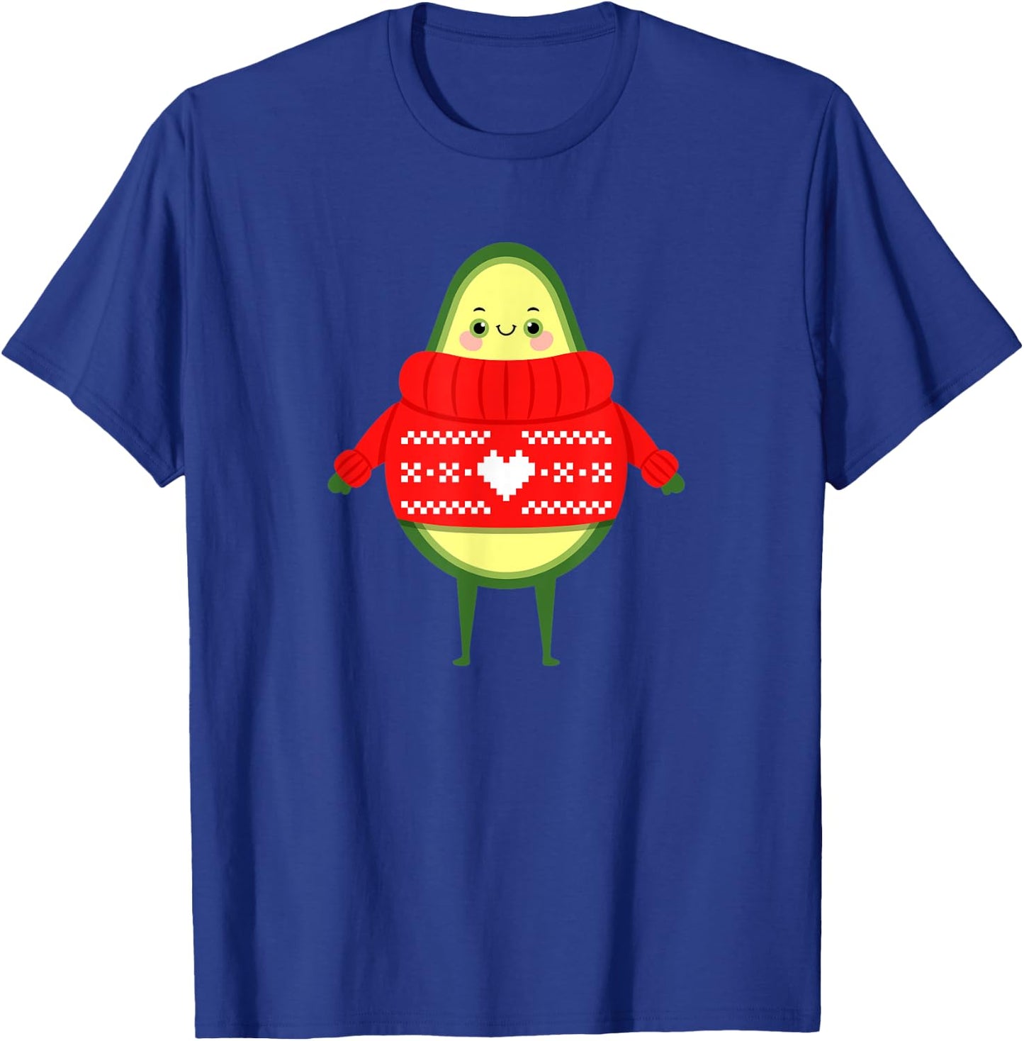 Avocado With Ugly Christmas Sweater - Cute Xmas Illustration T-Shirt - T-Shirt | Royal