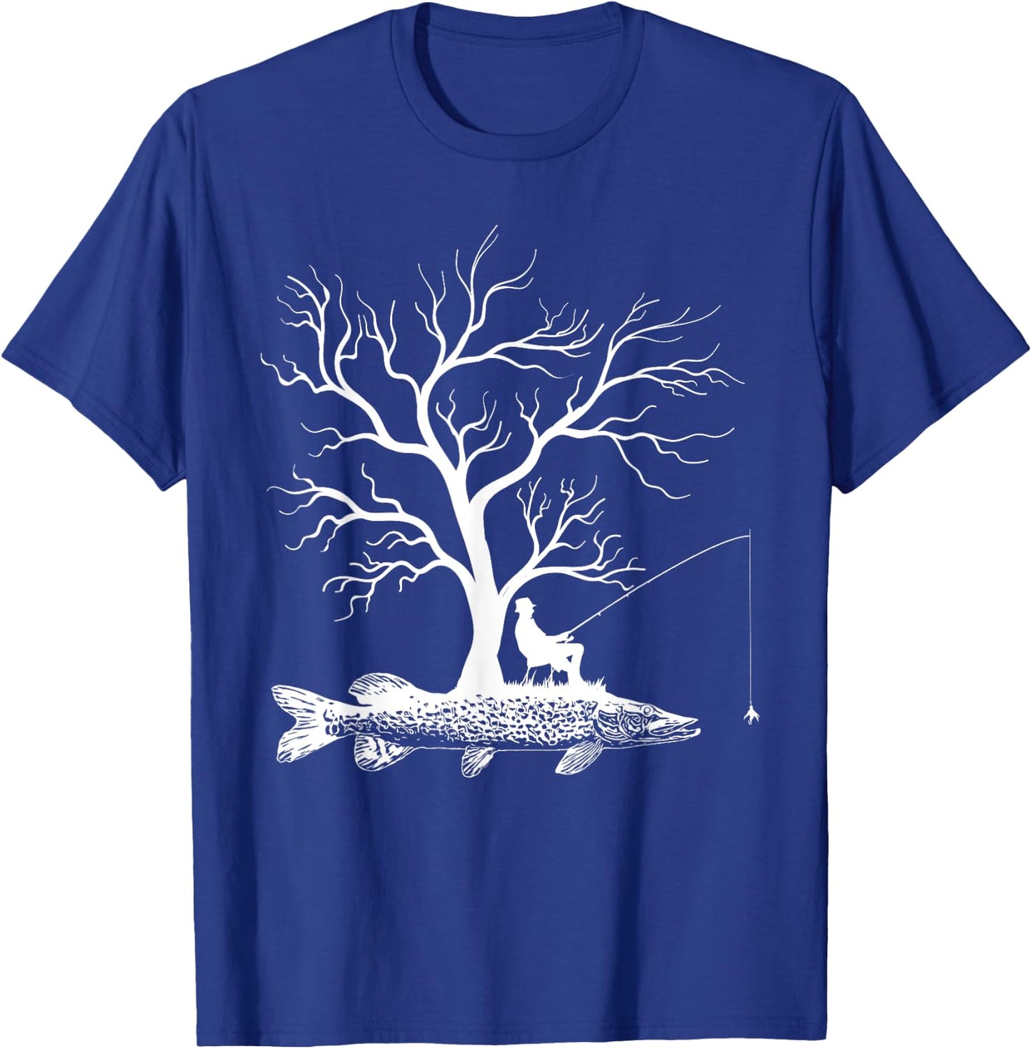 Graphic Tree Fishing Rod - Fish Northern Pike T-Shirt - T-Shirt | Royal