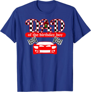 Dad Of The Birthday Boy Race Car Daddy T Shirt T-Shirt - T-Shirt | Royal