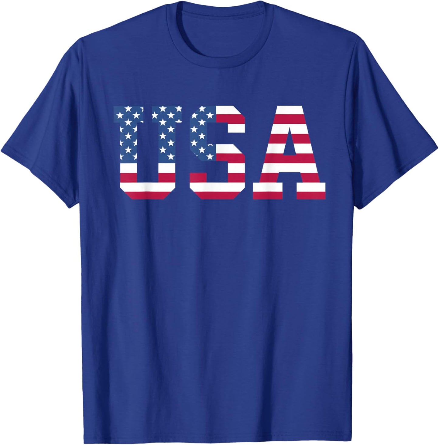 USA American Flag Patriotic Red White Blue Stars & Stripes T-Shirt - T-Shirt | Royal