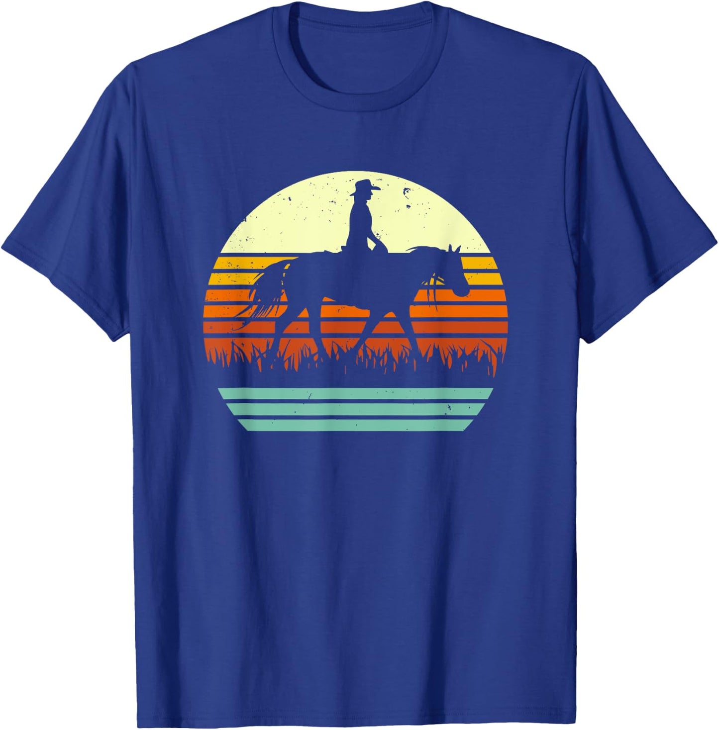 Retro Sun Style Western Ranch Trail Horse T-Shirt - T-Shirt | Royal