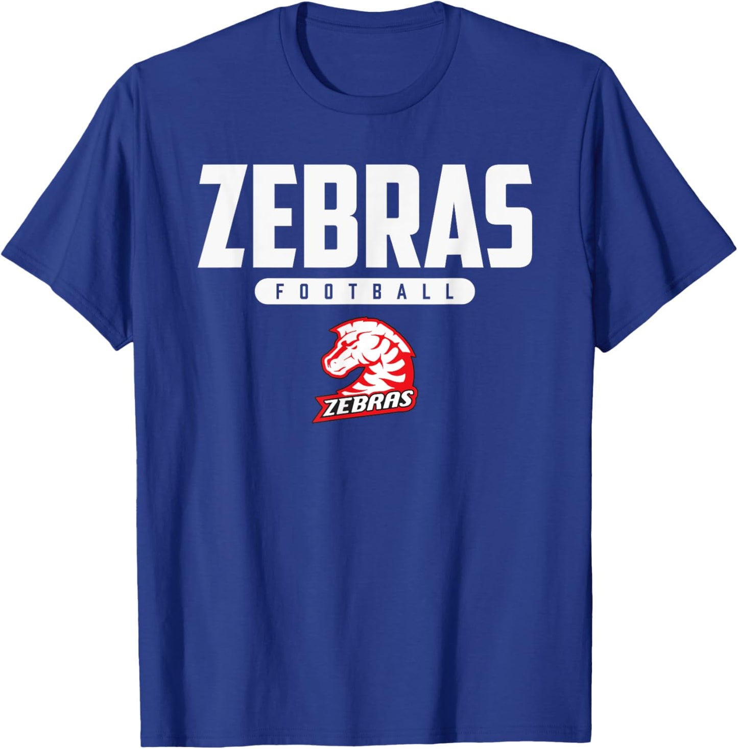 Claremore Zebras Logo Football HS T-Shirt - T-Shirt | Royal