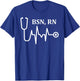 BSN RN Registered Nurse Medical Stethoscope Heartbeat EKG T-Shirt - T-Shirt | Royal