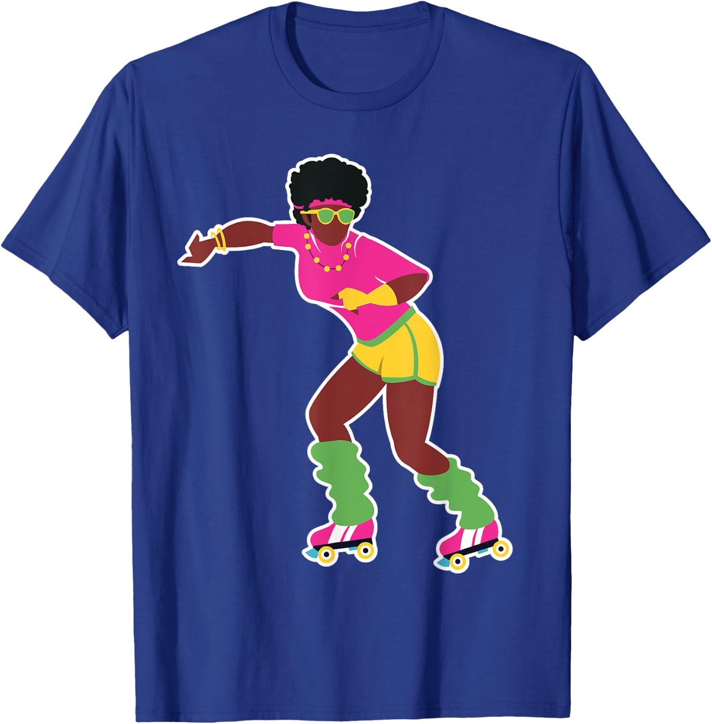 Funny Roller Skating Derby 70's 80's Skater Afro Girl Gifts T-Shirt - T-Shirt | Royal