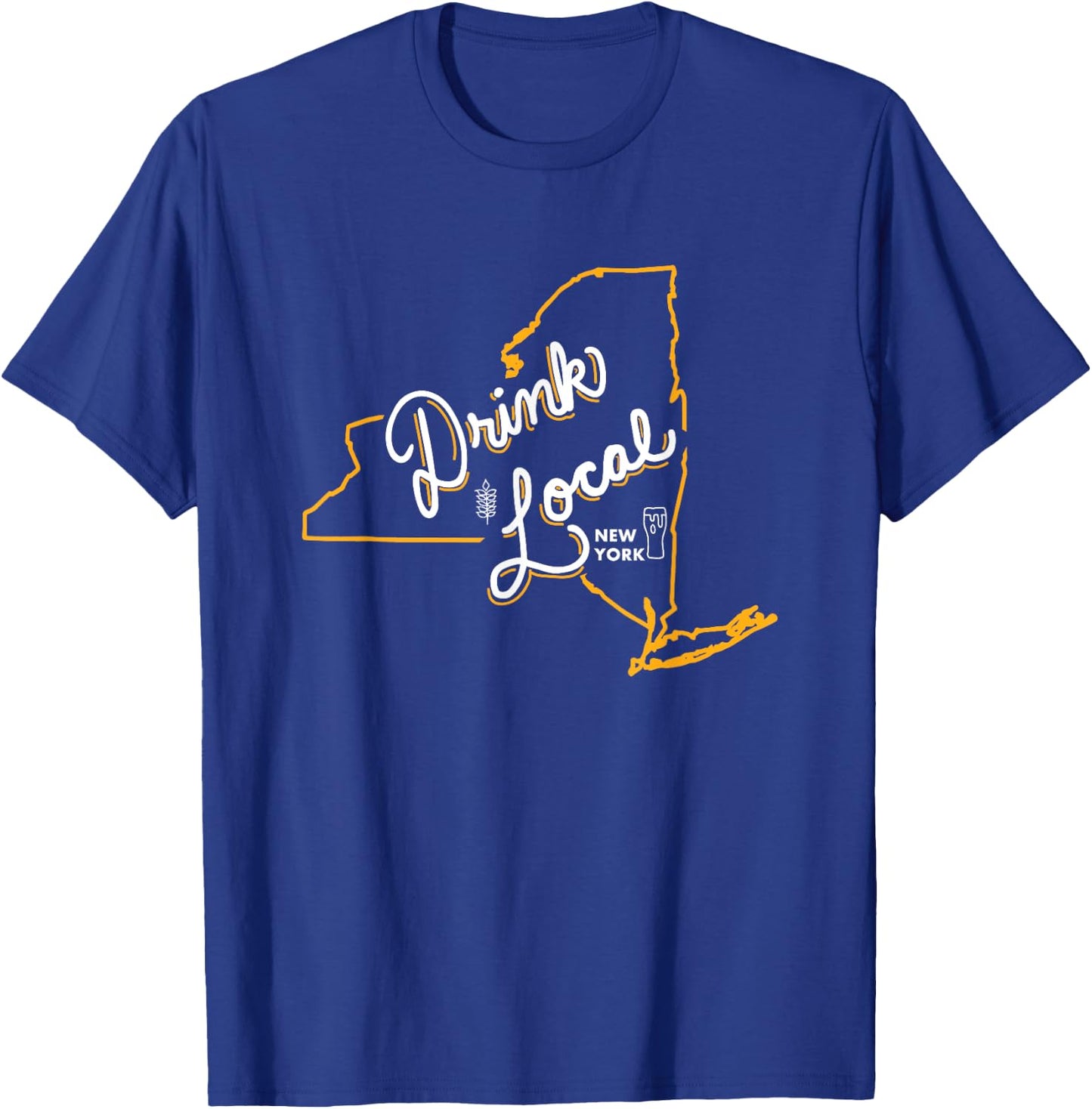 Drink Local New York State Outline Craft Beer T-Shirt - T-Shirt | Royal