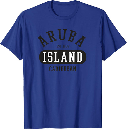 Retro Aruba Caribbean College Jersey Style Novelty Art T-Shirt - T-Shirt | Royal
