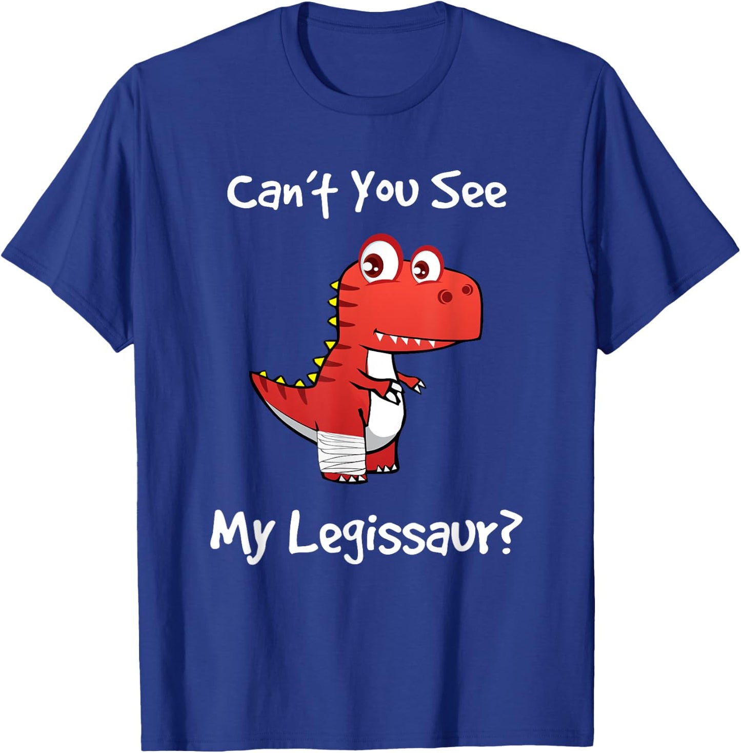 Funny Get Well Broken Leg Dinosaur Legissaur with a Cast Small T-Shirt - T-Shirt | Royal