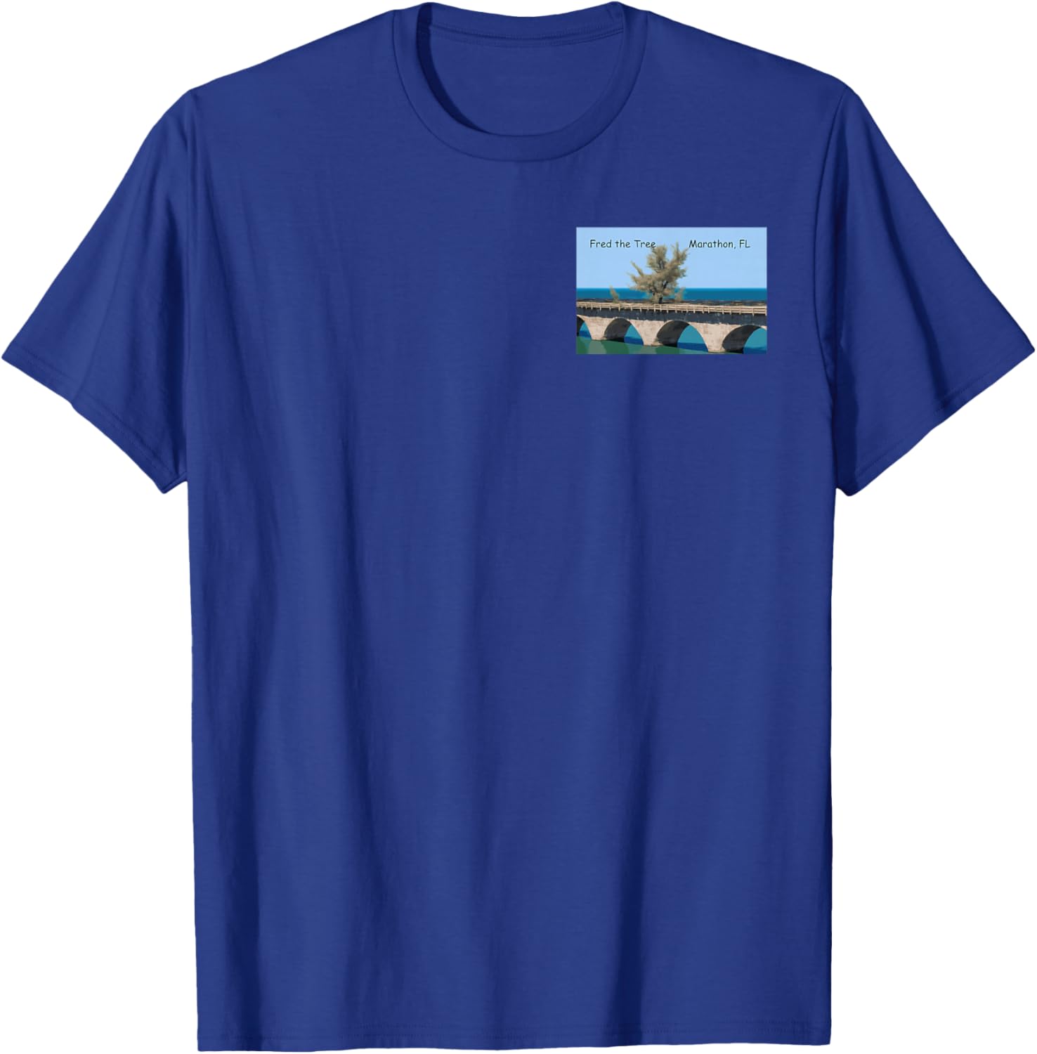Fred The Tree Front and Back Florida Keys 7 mile Bridge T-Shirt - T-Shirt | Royal