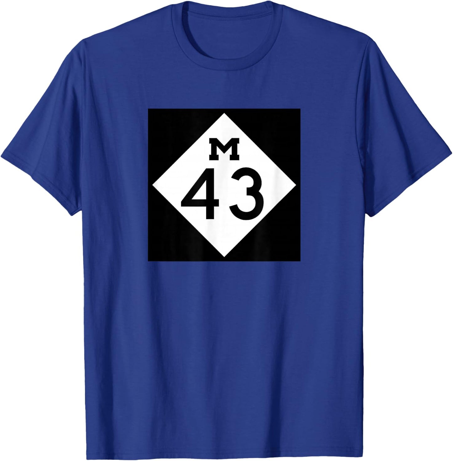 M-43 Michigan Highway Classic Roadway Logo T-Shirt - T-Shirt | Royal