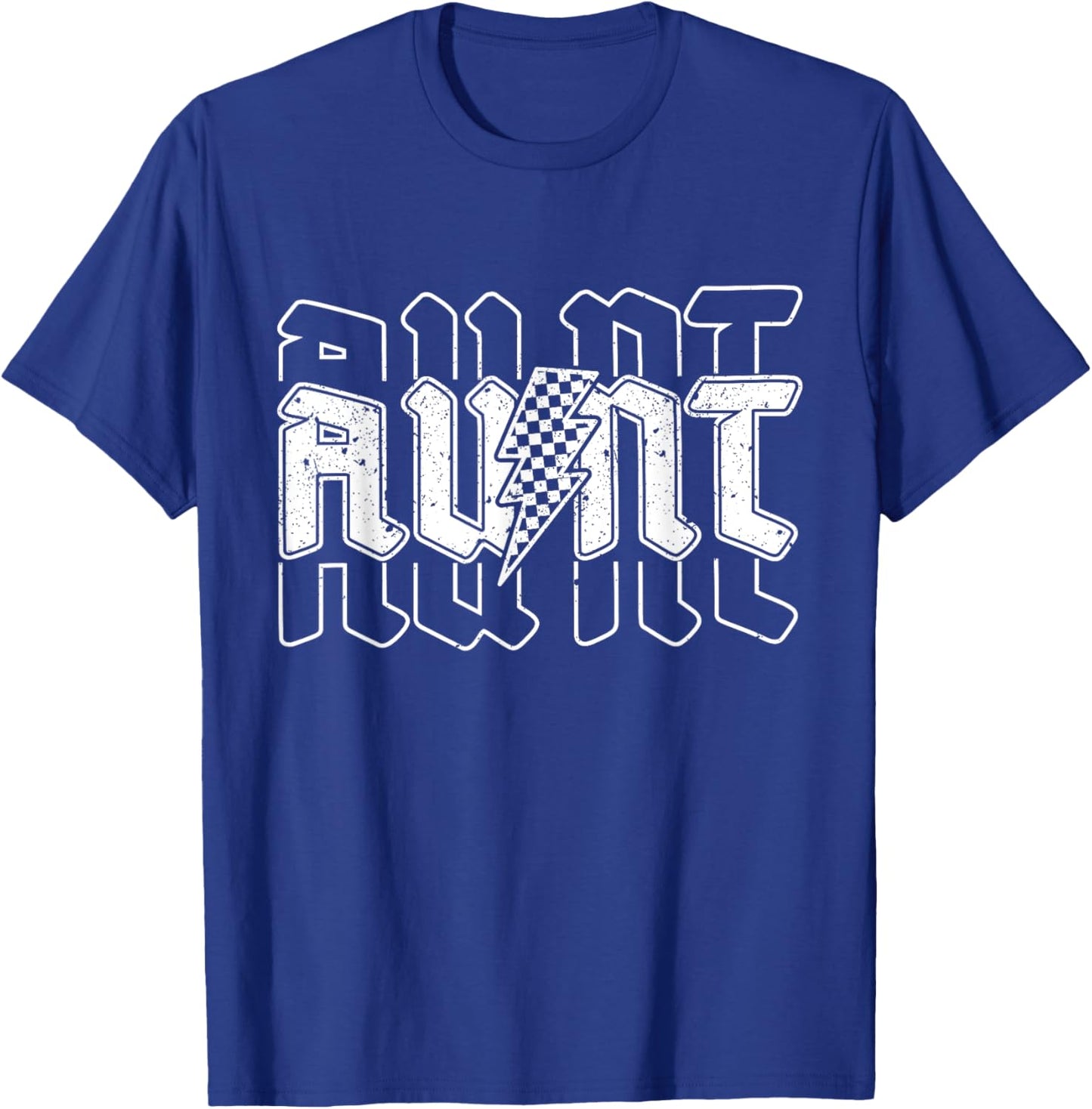 Checkered Aunt Lightning Bolt Mother's Day For Auntie Mother T-Shirt - T-Shirt | Royal