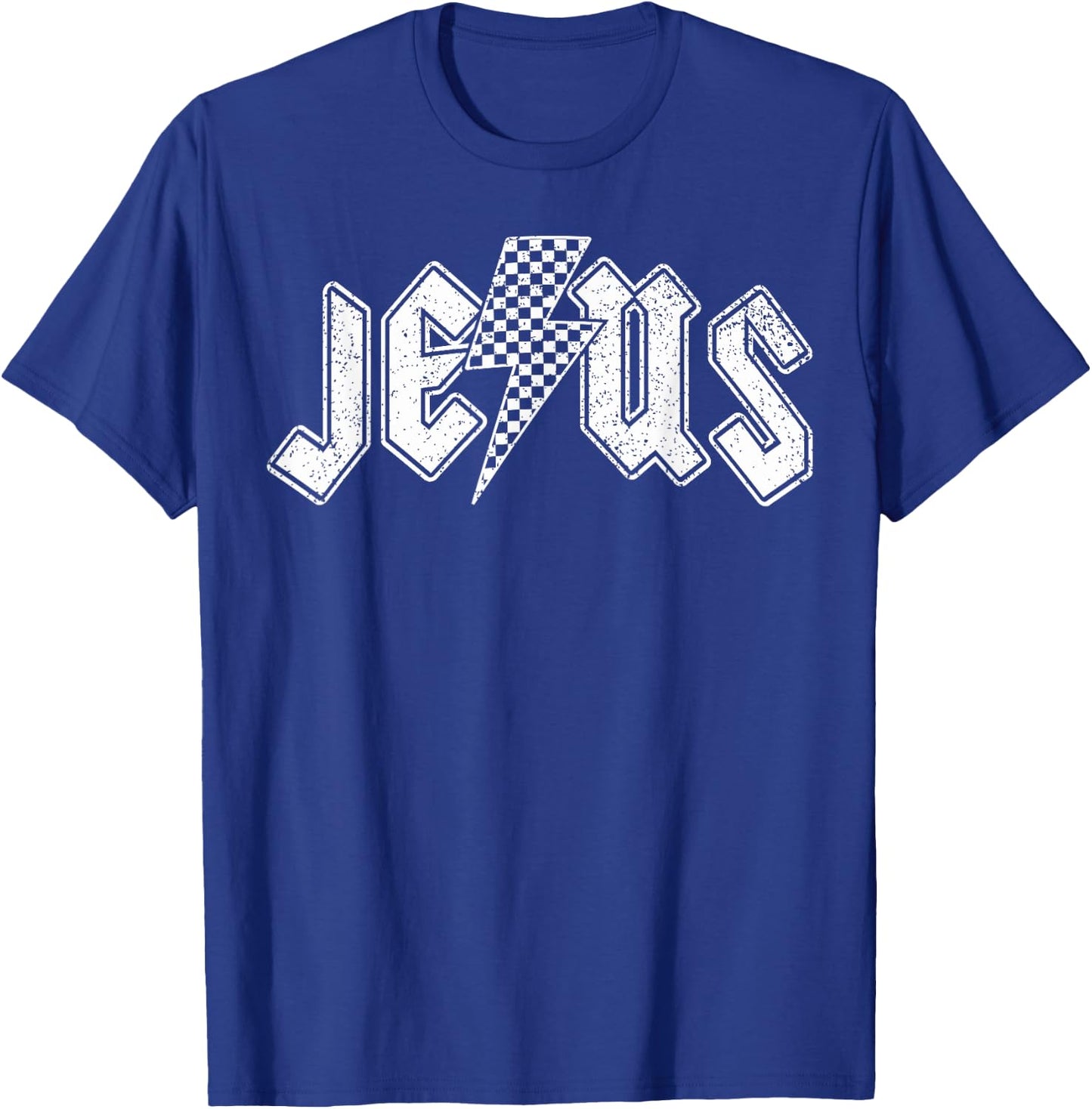 Retro Jesus Lightning Bolt Christian Design T-Shirt - T-Shirt | Royal