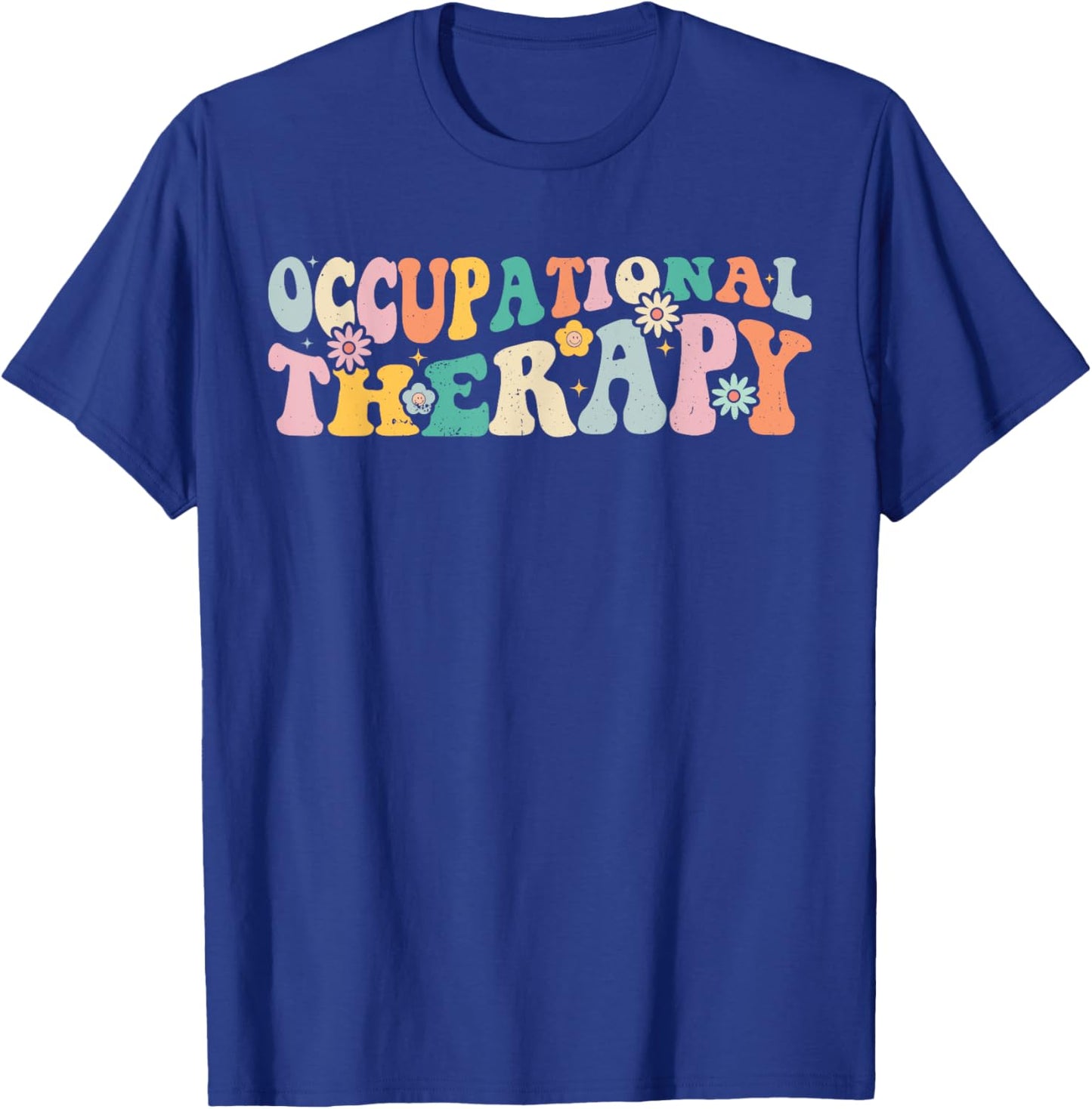 Occupational Therapy -OT Therapist OT Month Groovy Retro T-Shirt - T-Shirt | Royal
