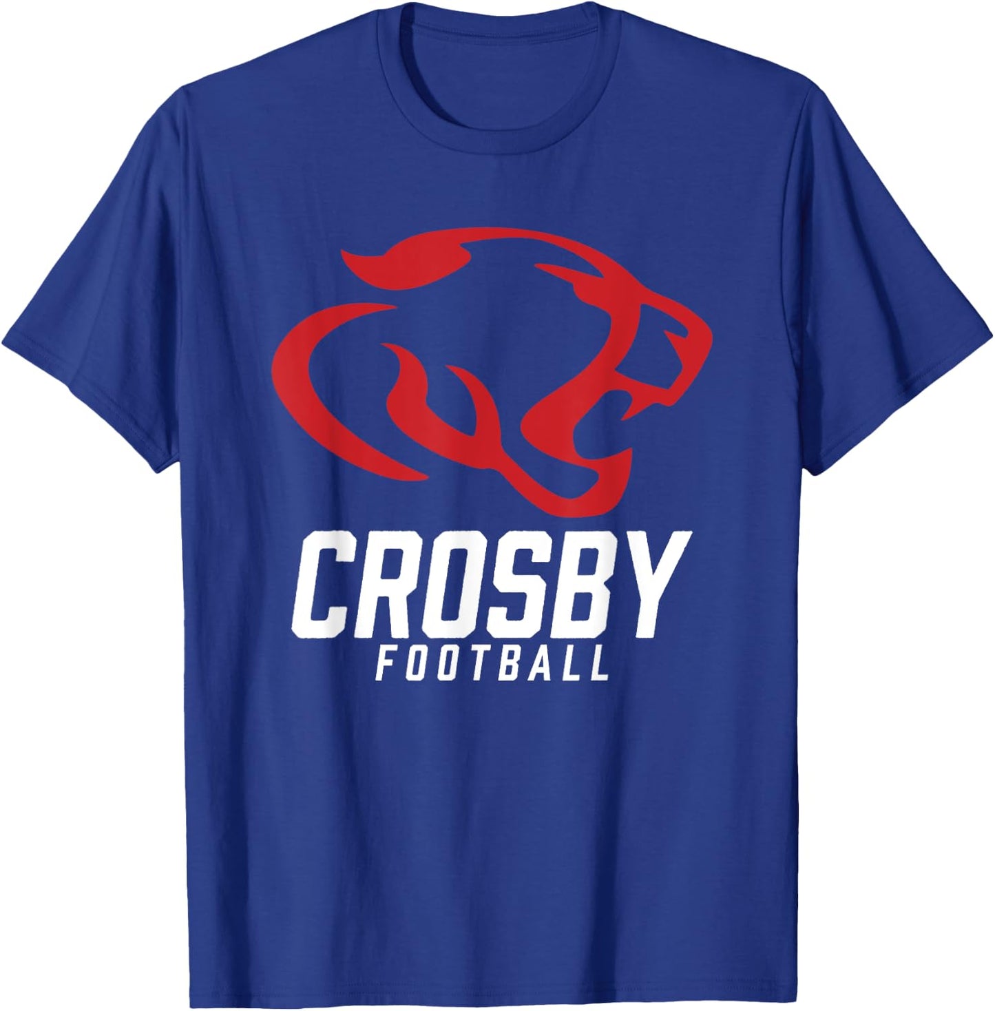 Crosby Cougars Logo Football Team HS T-Shirt - T-Shirt | Royal
