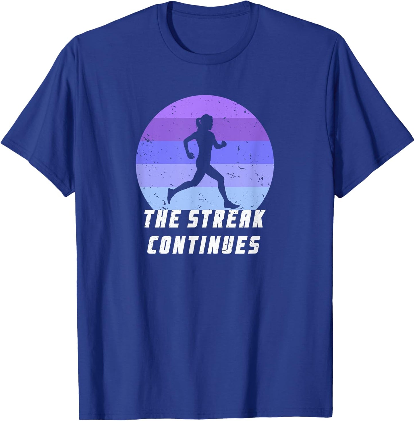 Run Streak 365 Running Daily Runner Silhouette Motivation T-Shirt - T-Shirt | Royal