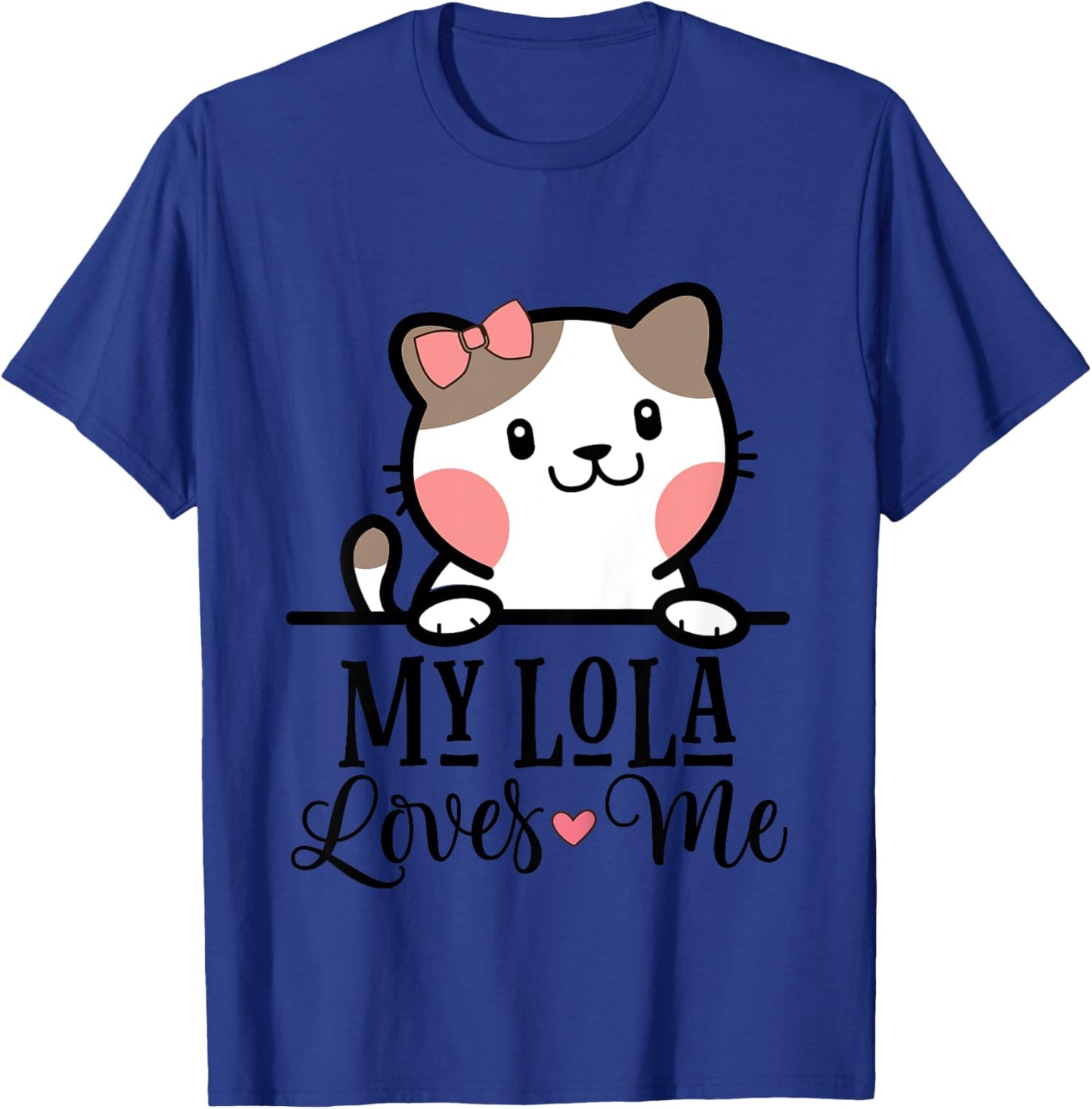Kids My Lola Loves Me Grandkids Kitty T-Shirt - T-Shirt | Royal