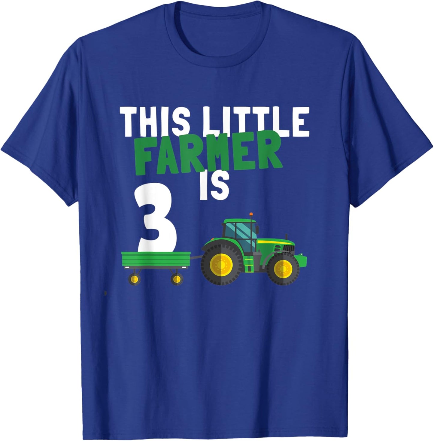 This Little Farmer is 3 Kids 3nd Birthday Farm Tractor T-Shirt - T-Shirt | Royal