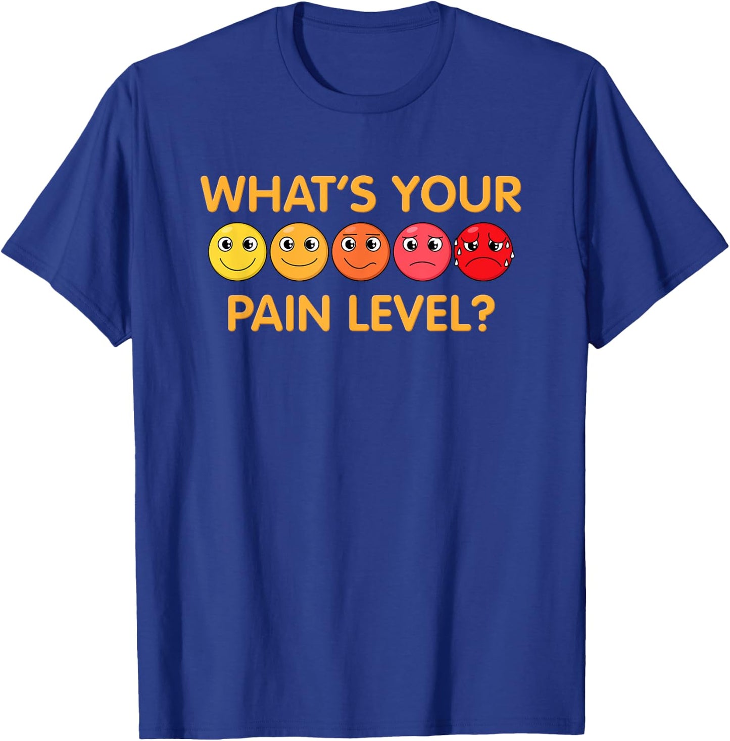 Funny Pain Scale Gym Joke Graphic Men Women Gag Pun Exercise T-Shirt - T-Shirt | Royal