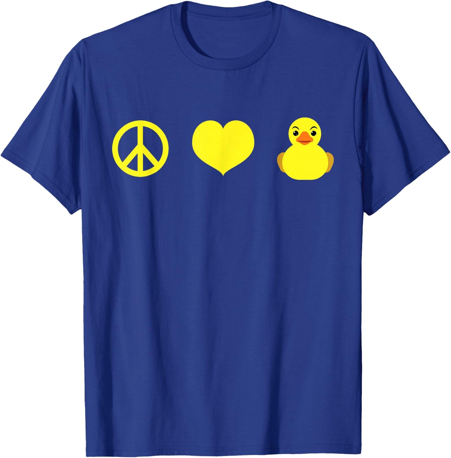Rubber Duck Peace Love as Men, Women, Kids Rubber Ducky T-Shirt - T-Shirt | Royal