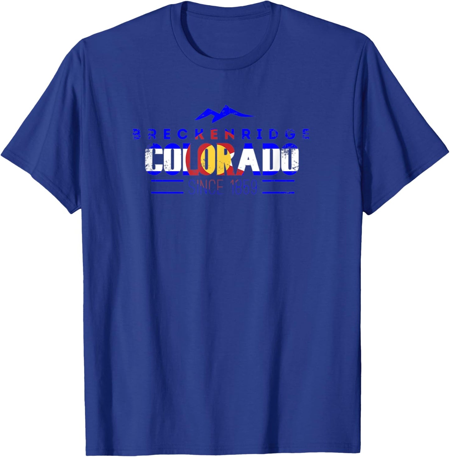 Breckenridge Colorado Flag Distressed Mountain Ski Design T-Shirt - T-Shirt | Royal