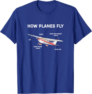 How Planes Fly Funny Airplane Parts Design For Flight Lovers T-Shirt - T-Shirt | Royal