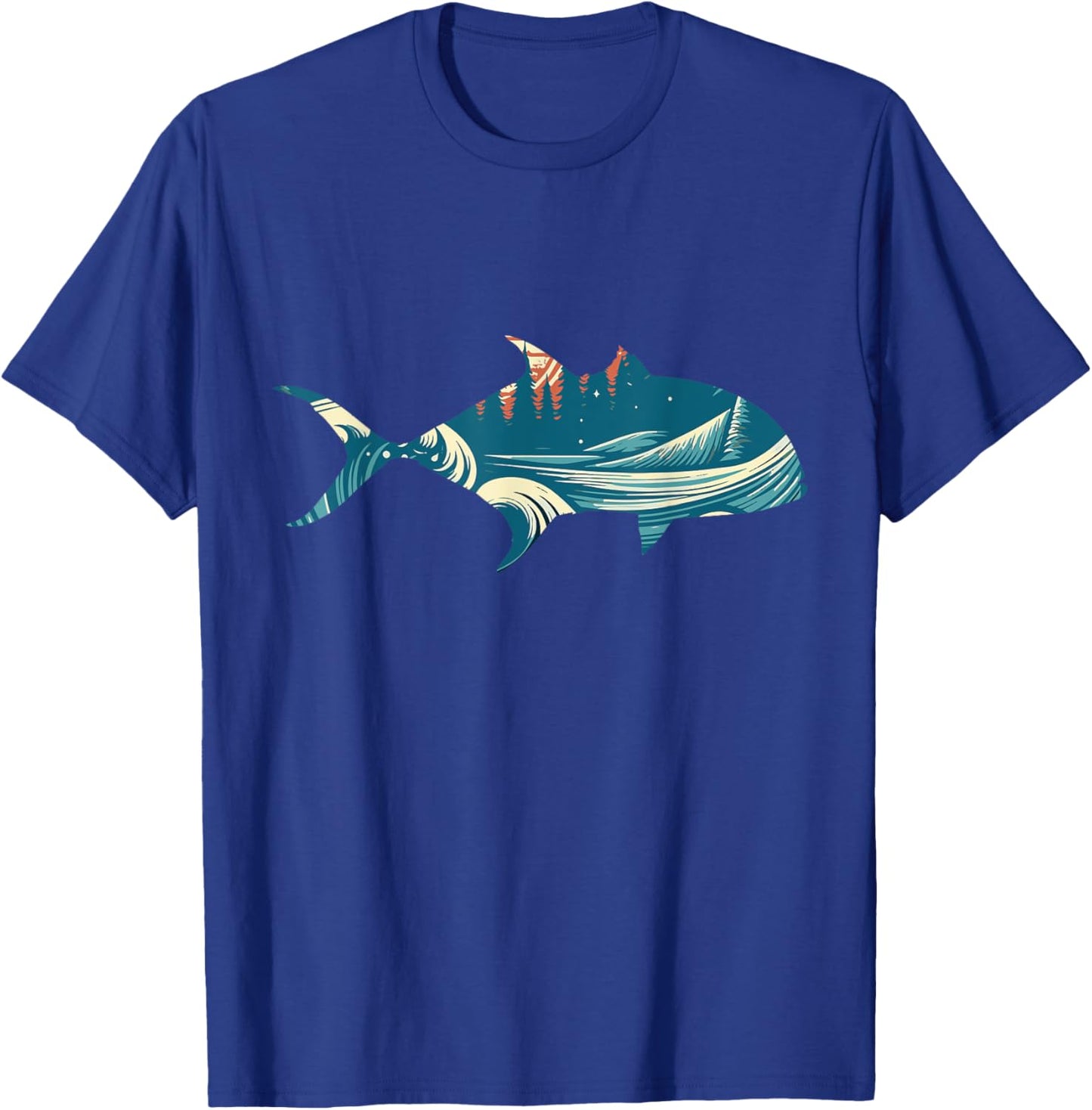 Retro Giant Trevally Fishermens Vintage Fins T-Shirt - T-Shirt | Royal