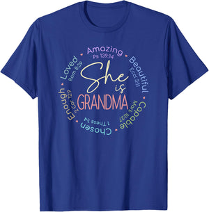 She Is Grandma Christian Bible Verse Gift T-Shirt - T-Shirt | Royal