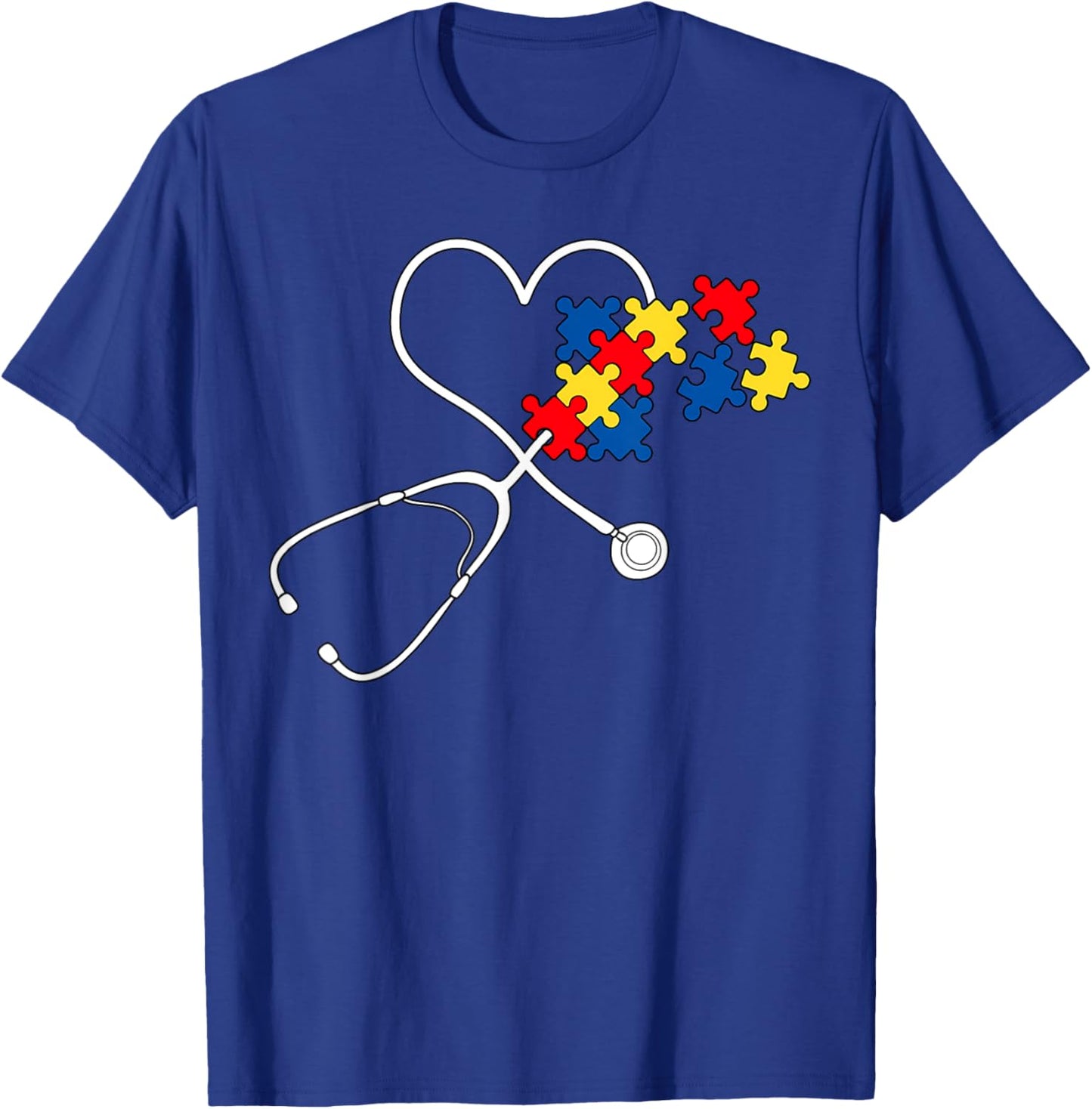 Autism Awareness Nurse Stethoscope Heart ASD Scrub Top Women T-Shirt - T-Shirt | Royal