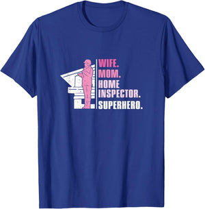 Wife Mom Retro Home Inspector Superhero Property Inspections T-Shirt - T-Shirt | Royal