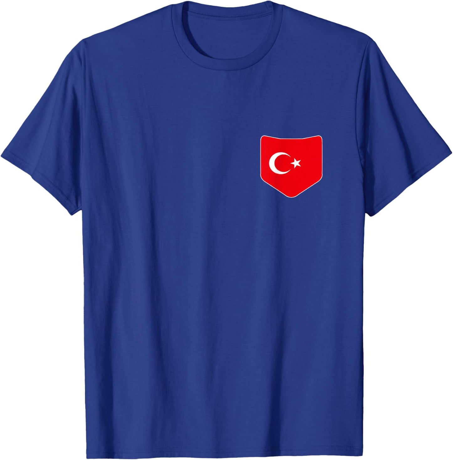 Turkey Flag with Printed Turkish Flag Pocket T-Shirt - T-Shirt | Royal