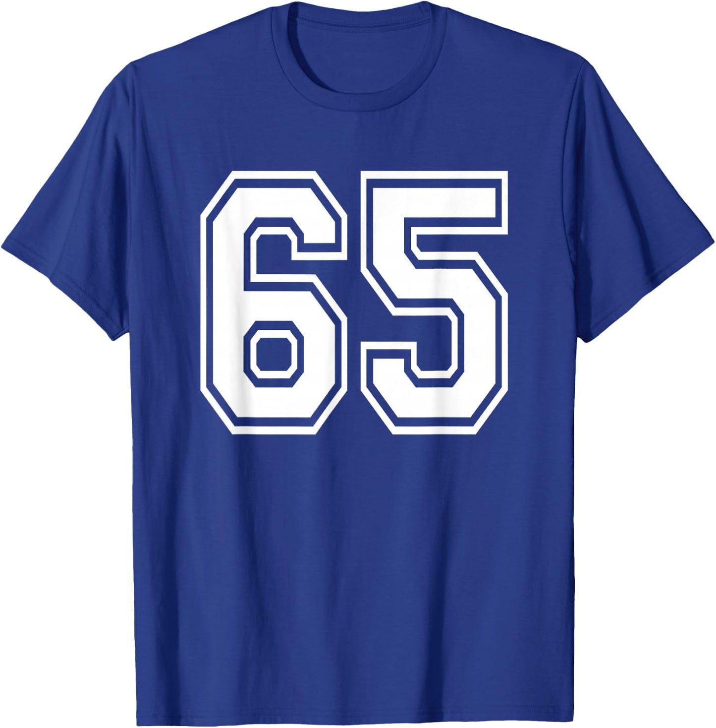 Number 65 Numbered Uniform Sports Jersey Team 65th Birthday T-Shirt - T-Shirt | Royal