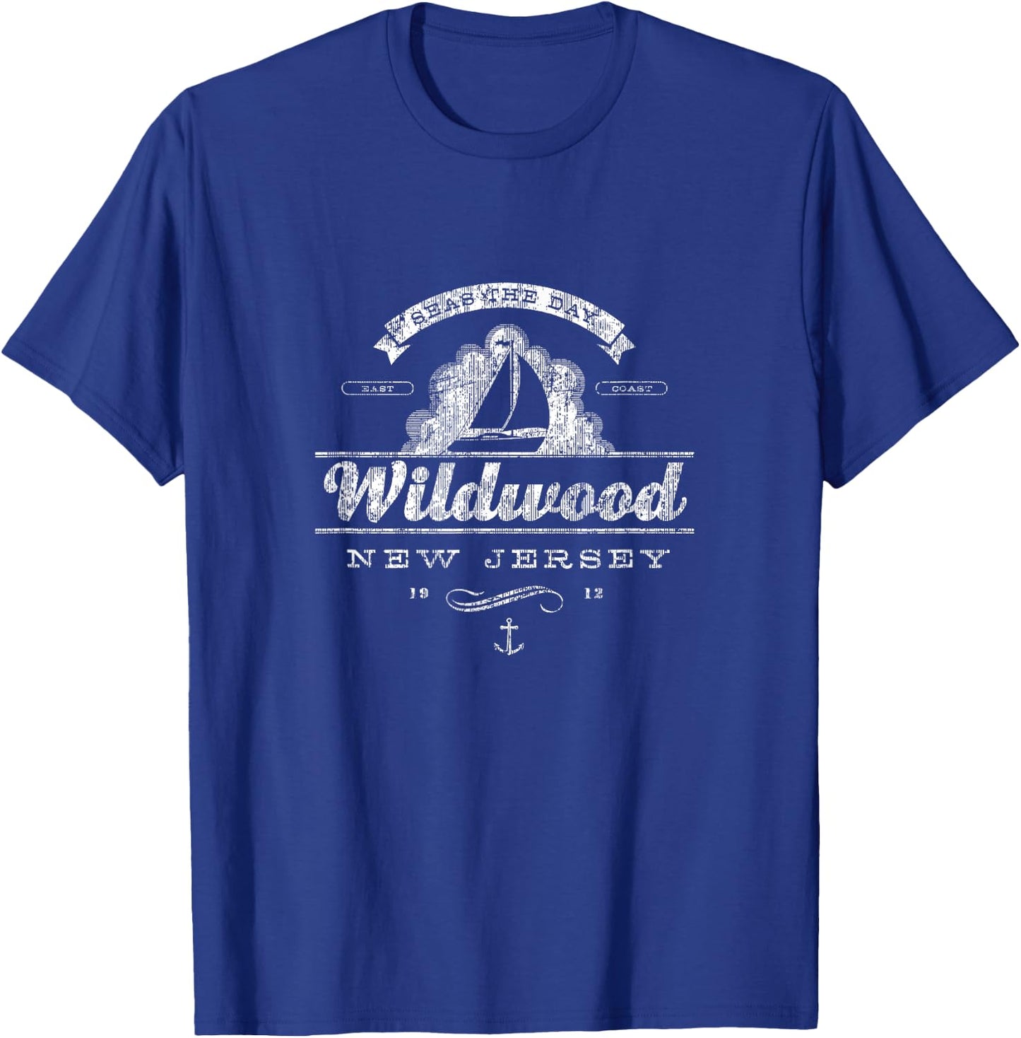 Wildwood NJ Sailboat Vintage Nautical Throwback T-Shirt - T-Shirt | Royal