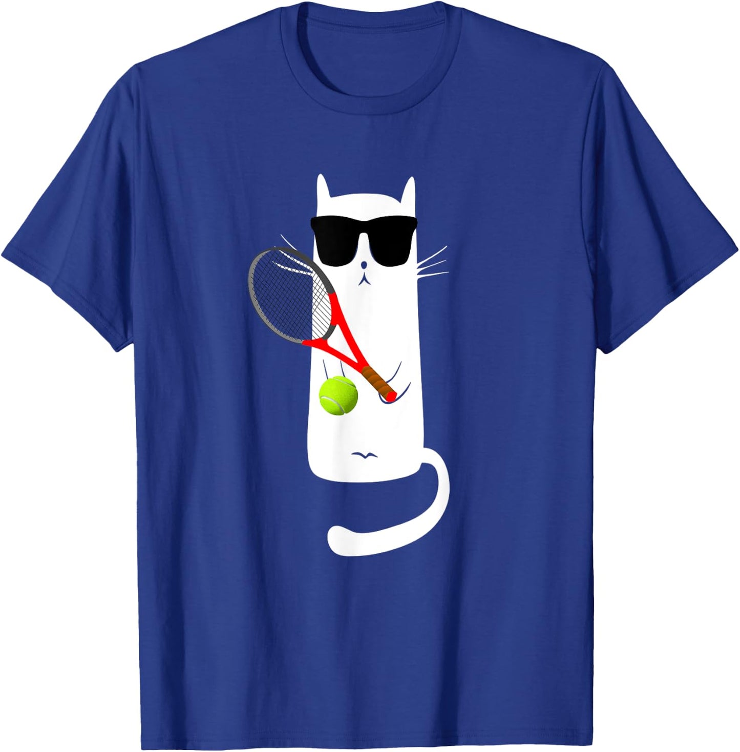 Funny Cat Wearing Sunglasses Playing Tennis T-Shirt - T-Shirt | Royal