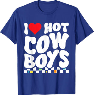 I Heart Hot Cowboys Funny Western Cowgirl I Love Hot Cowboys T-Shirt - T-Shirt | Royal