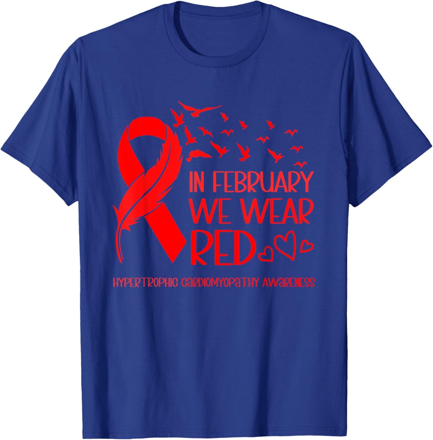Ribbon Heart Hypertrophic Cardiomyopathy Awareness HCM T-Shirt - T-Shirt | Royal