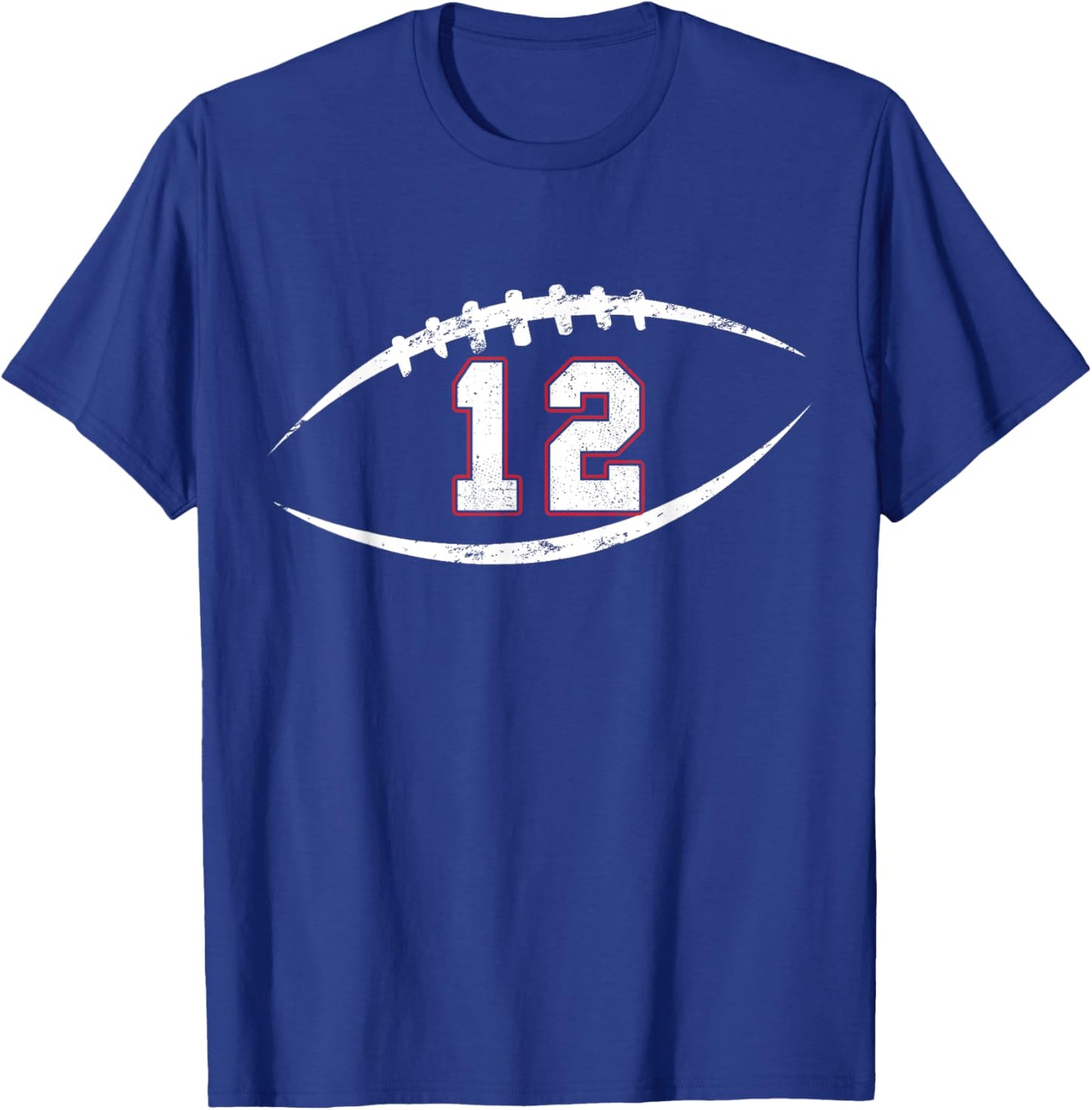 12 Number Vintage Football Player 12 Lucky Number Birthday T-Shirt - T-Shirt | Royal