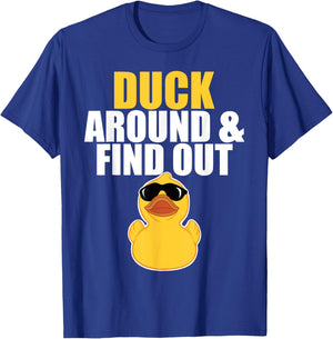 Miftees Duck Around and Find Out Kids Black Small T-Shirt - T-Shirt | Royal