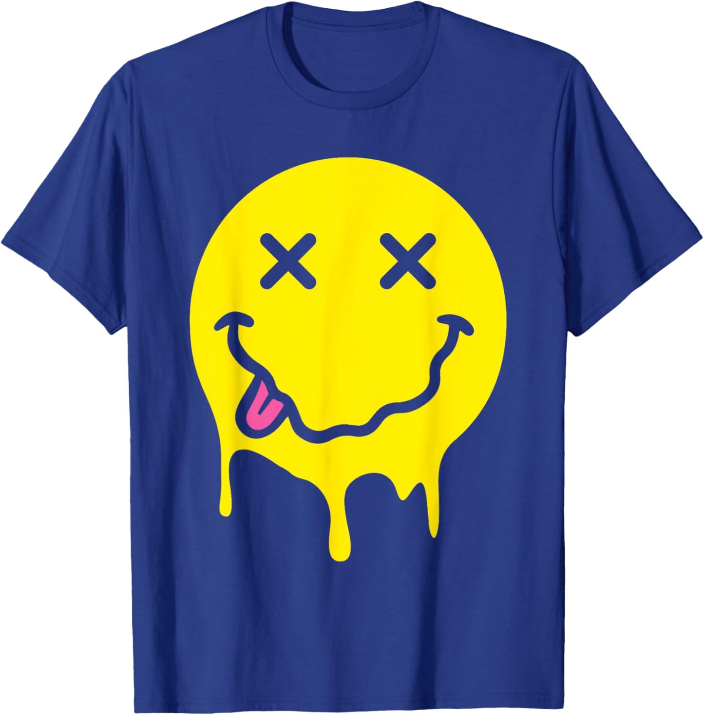 Melting Yellow Smile Funny Smiling Melted Dripping Face Cute T-Shirt - T-Shirt | Royal