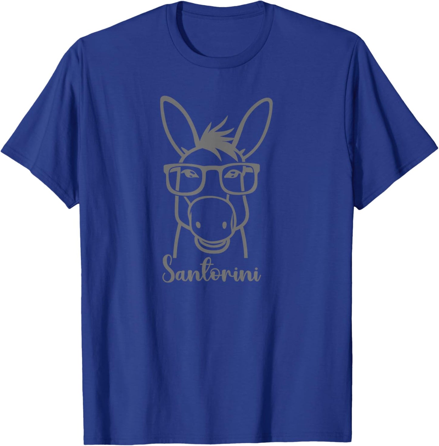 Santorini Donkey with Glasses Summer Greek Island Fun T-Shirt - T-Shirt | Royal