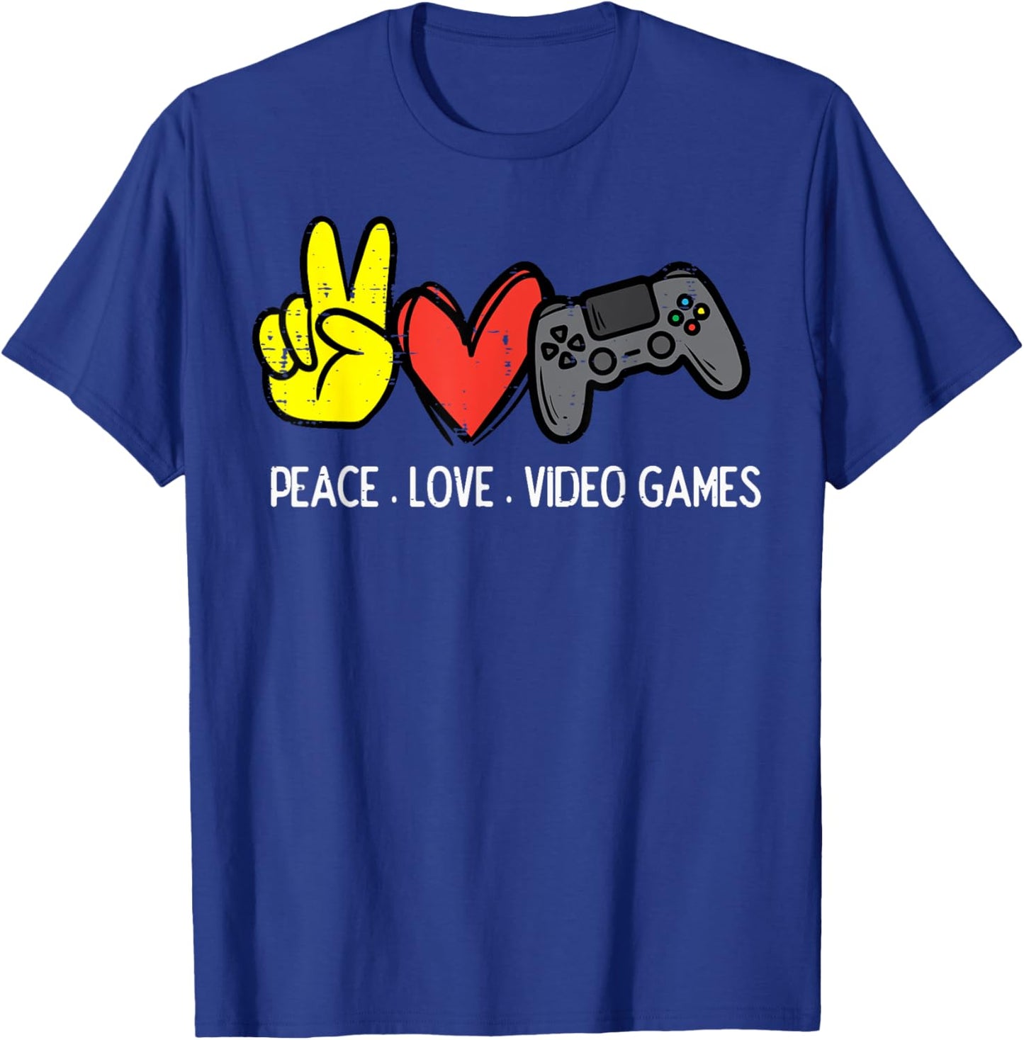 Peace Love Video Games Gamer Men Boys Kids Women Youth Teen T-Shirt - T-Shirt | Royal