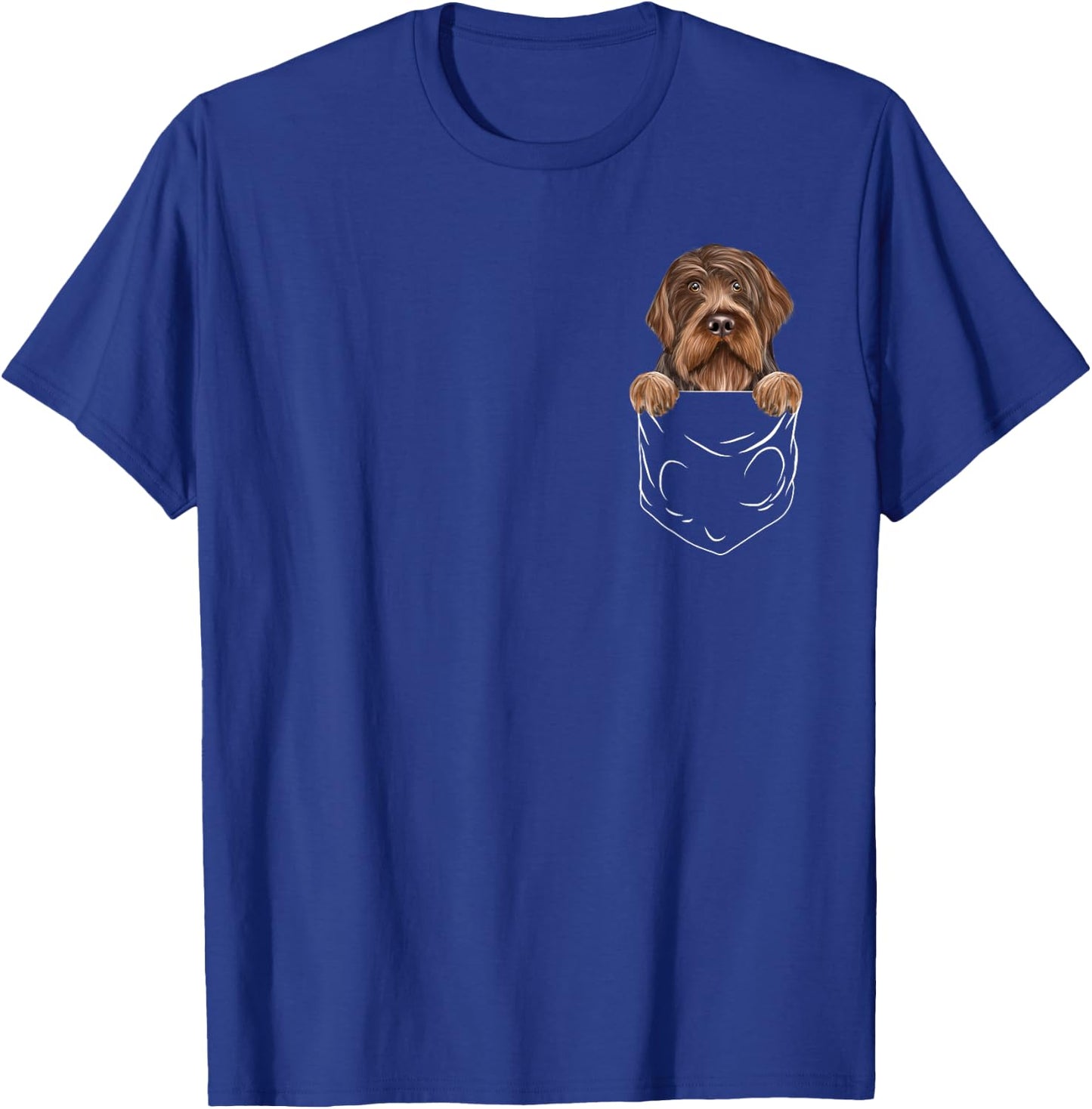 Wirehaired Pointing Griffons Owner Gift Dog In Pocket Wirehaired Pointing Griffon Funny Dog Lover Adults Kids Black Short Sleeve Modern Humorous Cartoon Dog Themed T-Shirt - T-Shirt | Royal