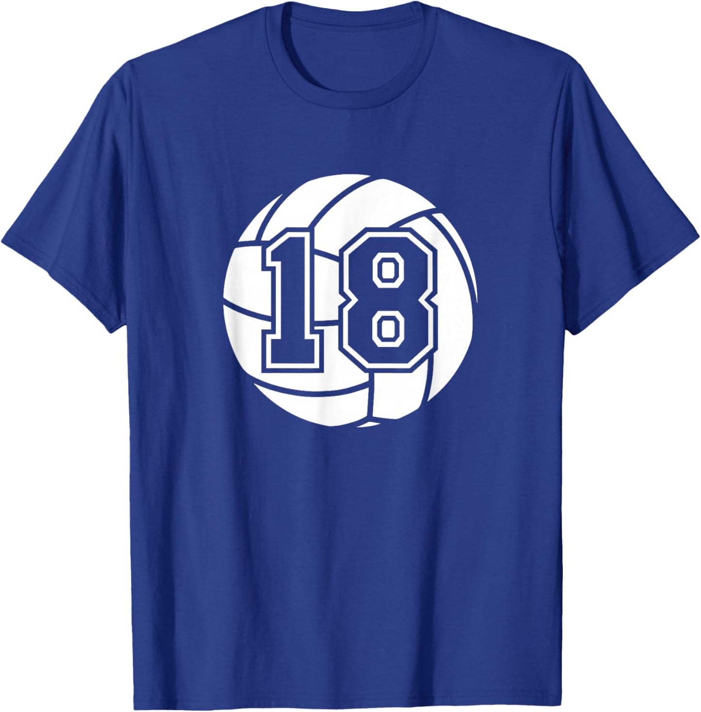 Volleyball Player #18 Volleyball Mom Dad Jersey Number 18 T-Shirt - T-Shirt | Royal