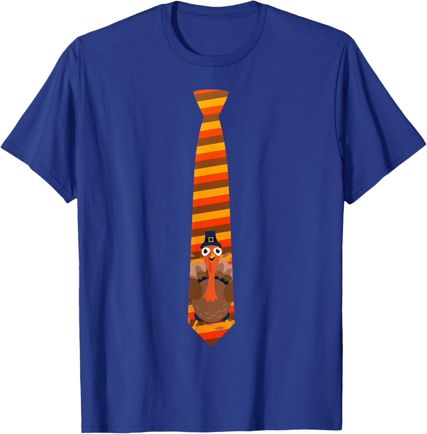 Thanksgiving Tie, Necktie Funny Family Dinner Turkey Graphic T-Shirt - T-Shirt | Royal